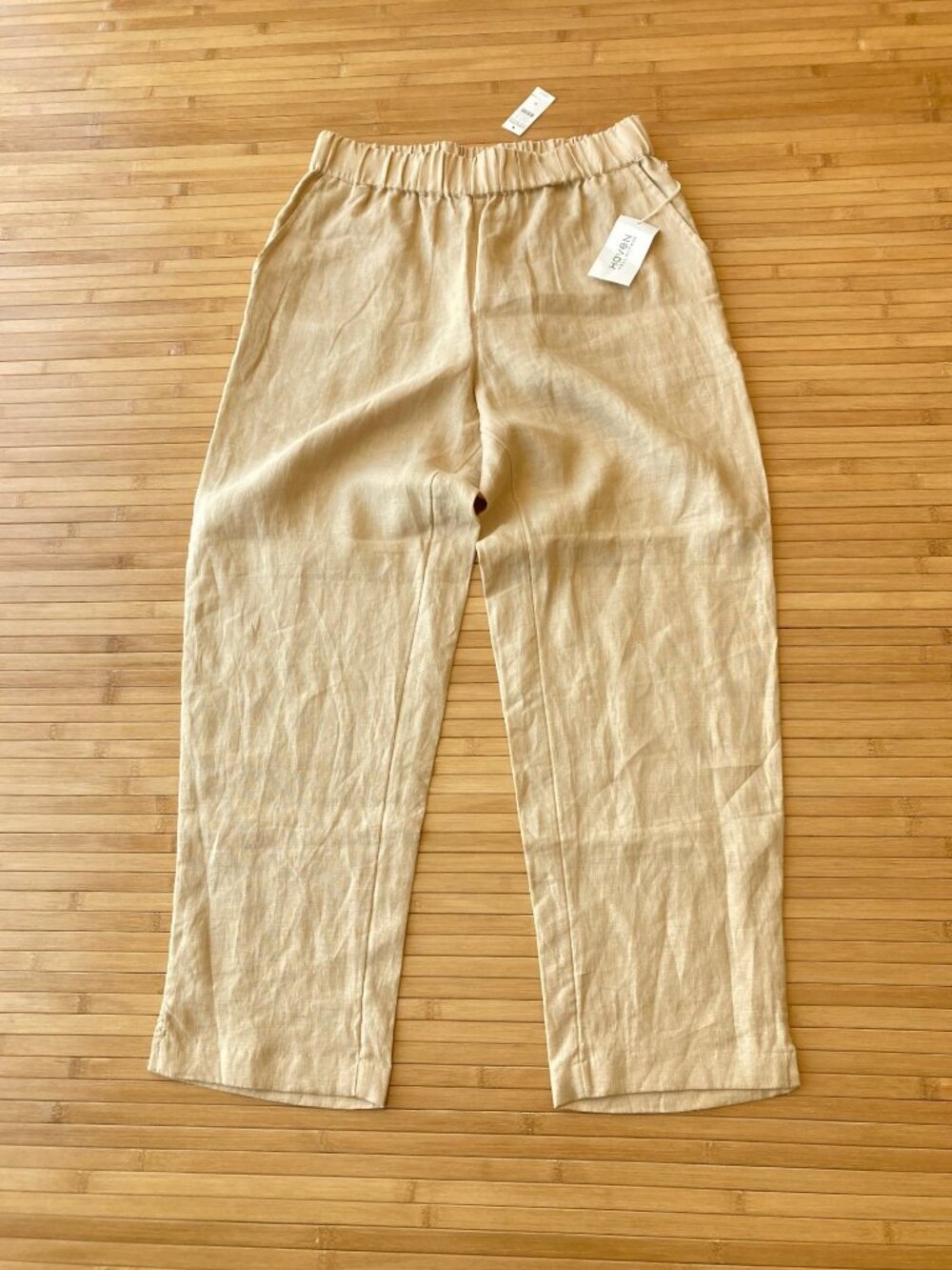 Haven Well Within Linen Tapered Pants Lagenlook Womens Medium M Beige NWT - Picture 2 of 10